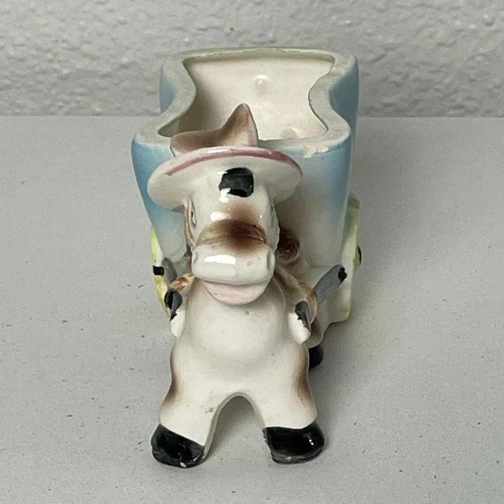 Planter Donkey Ceramic Cart 5
